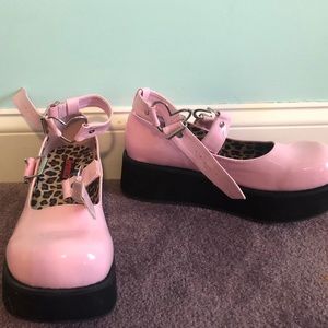 Pink kawaii platform shoes